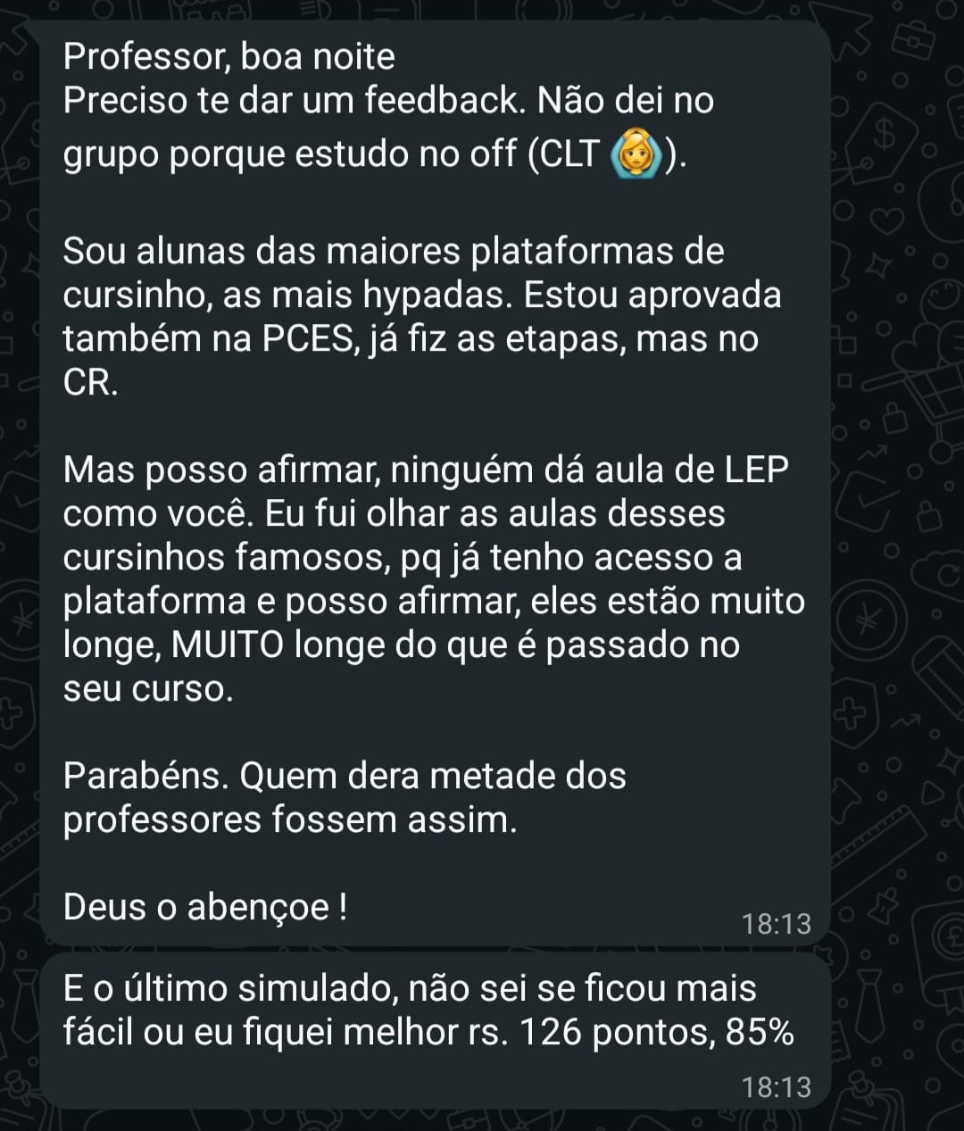 Depoimento de aluno do Professor Jonas Regis 6